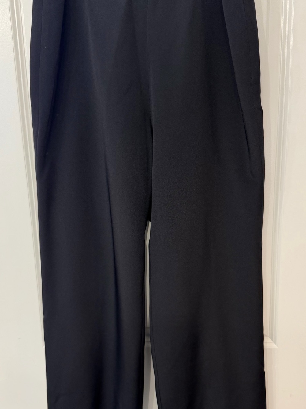 Tailored Silk Black Straight-Leg Women's Pants - Picture 2 of 4
